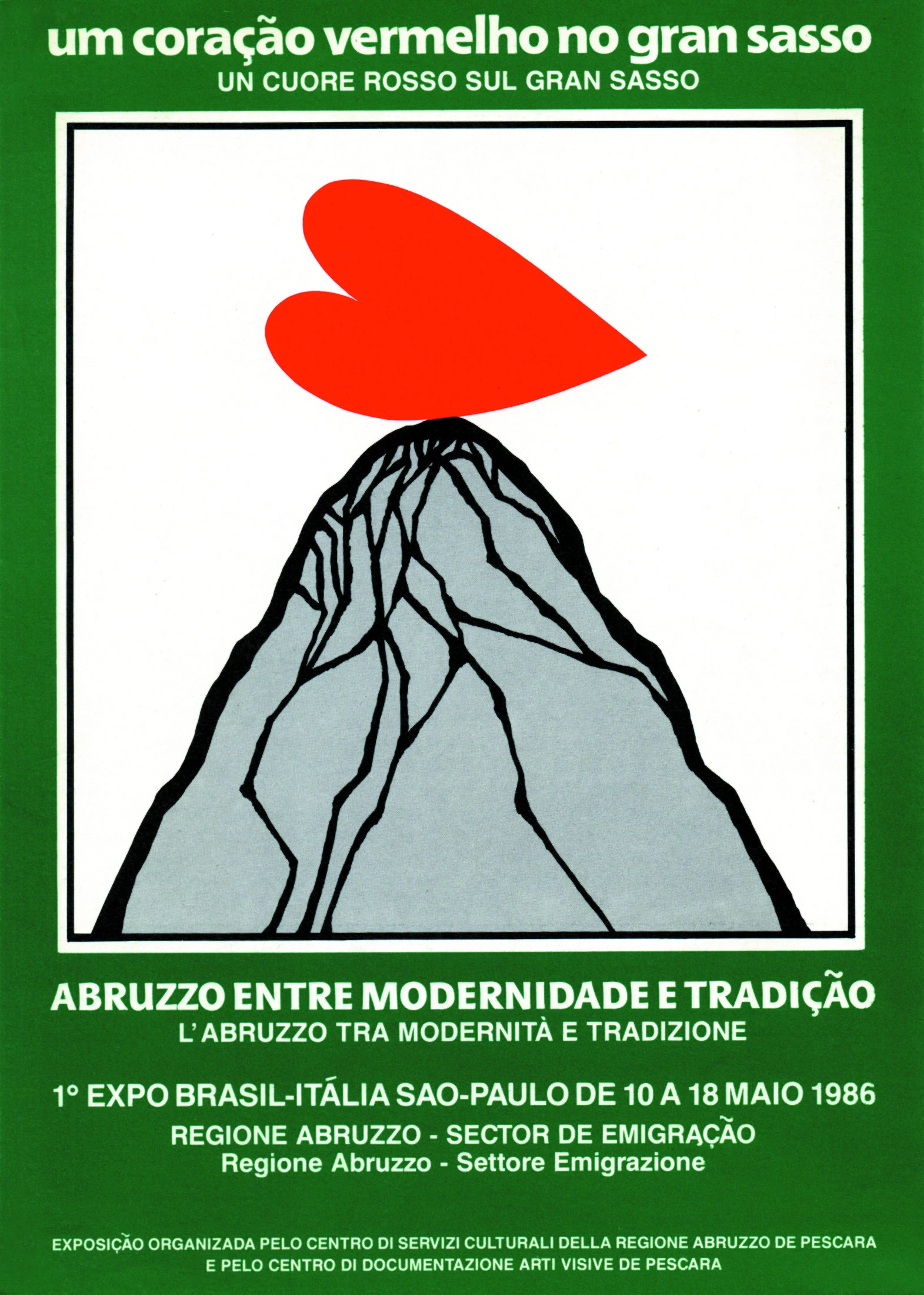Un cuore rosso sul Gran Sasso, 1986, immagine 01 — Manifesto «Um coração vermelho no Gran Sasso»