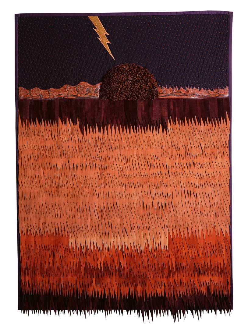 1985 22Pelle di paesaggio22 arazzo cucito cm145x200 