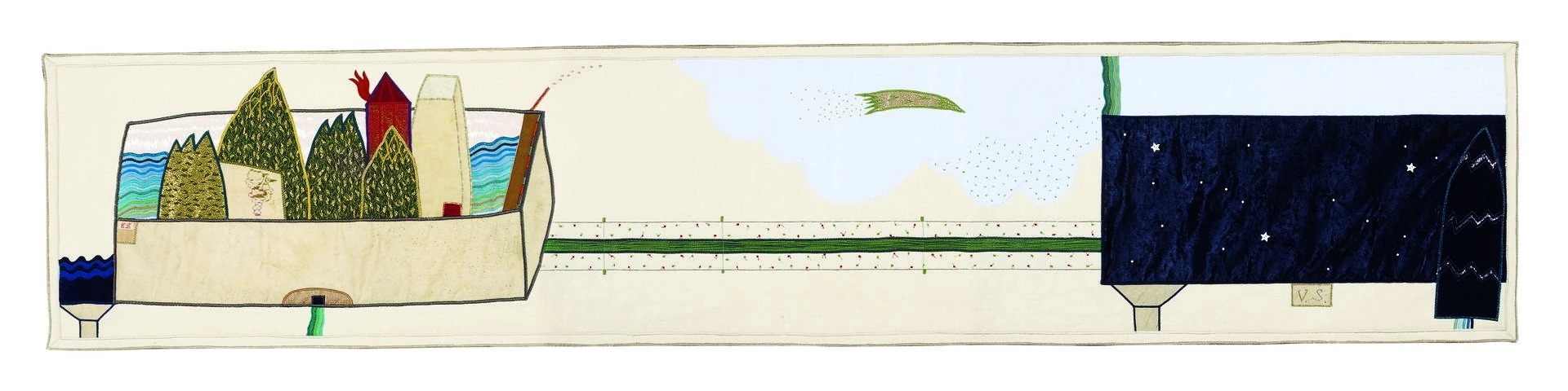 2000 22La fortezza del vignaiolo22 arazzo cucito cm245x50 