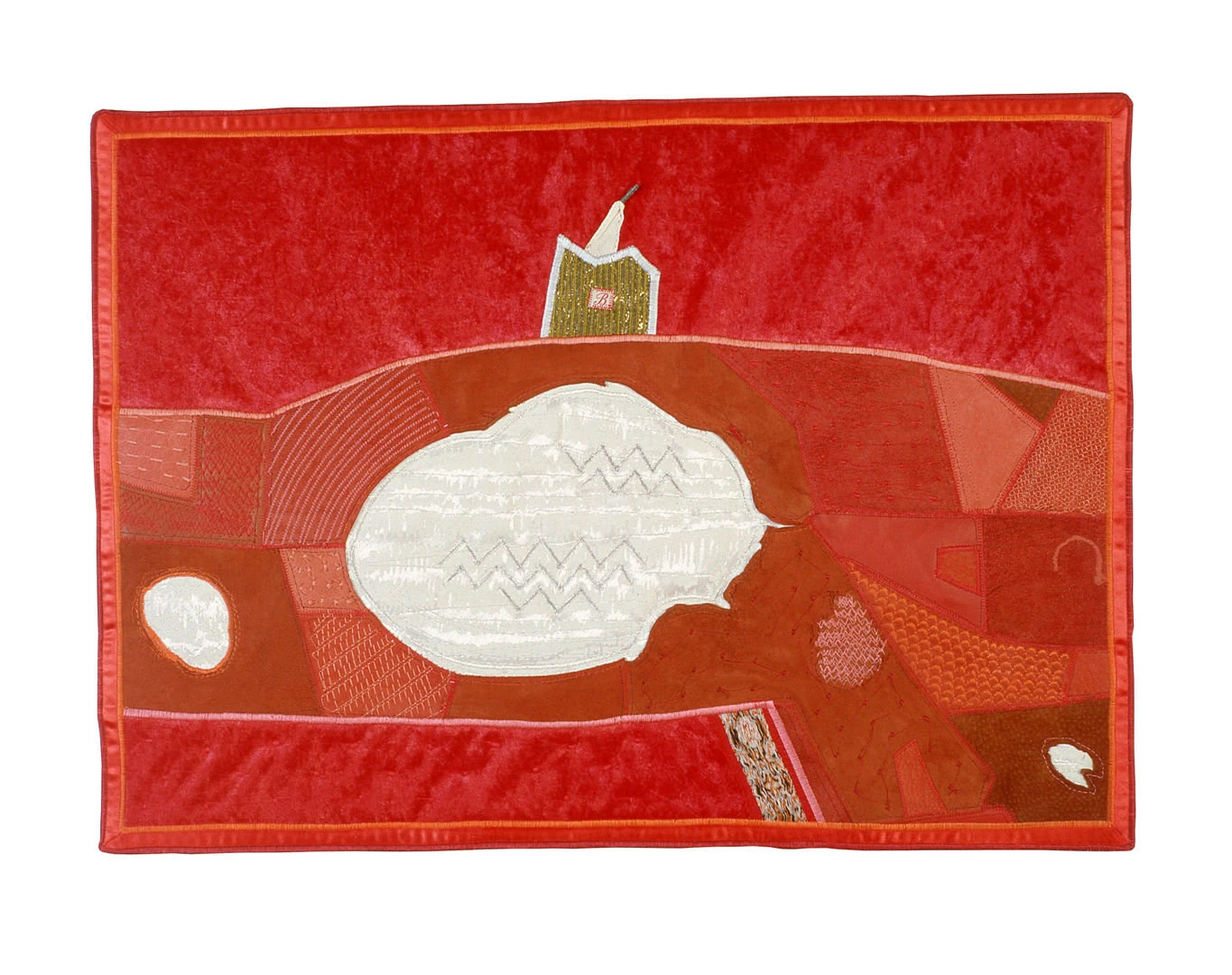 2001 22Rosso di paesaggio22 arazzo cucito cm70x50 