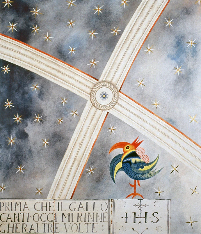 Prima che il gallo canti,2006 tempere su tela per fotoceramica cm70x60 7) 