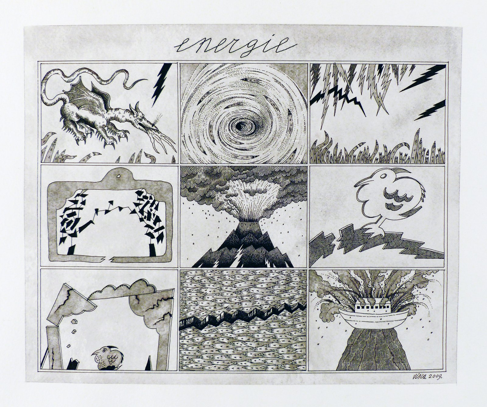 Energie, inchiostro su cartoncino, cm 51 × 35,5, 2009