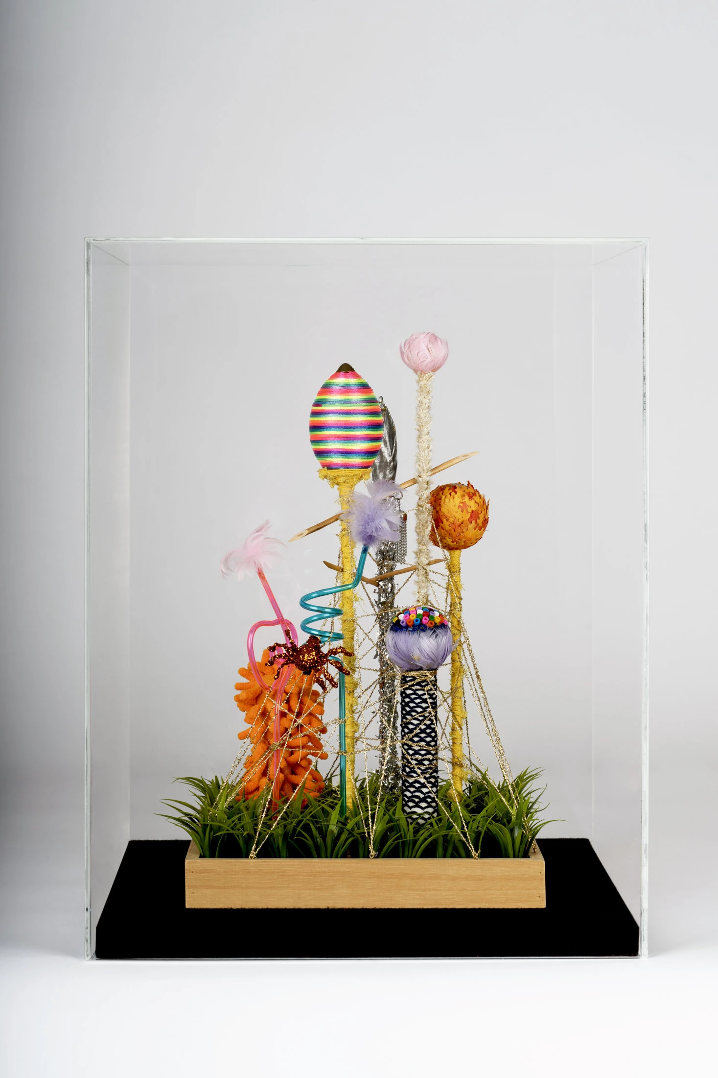 Giardino, 2017 struttura in legno,materiali polimaterici,teca in metacrilato cm 47,5x47,5x54 