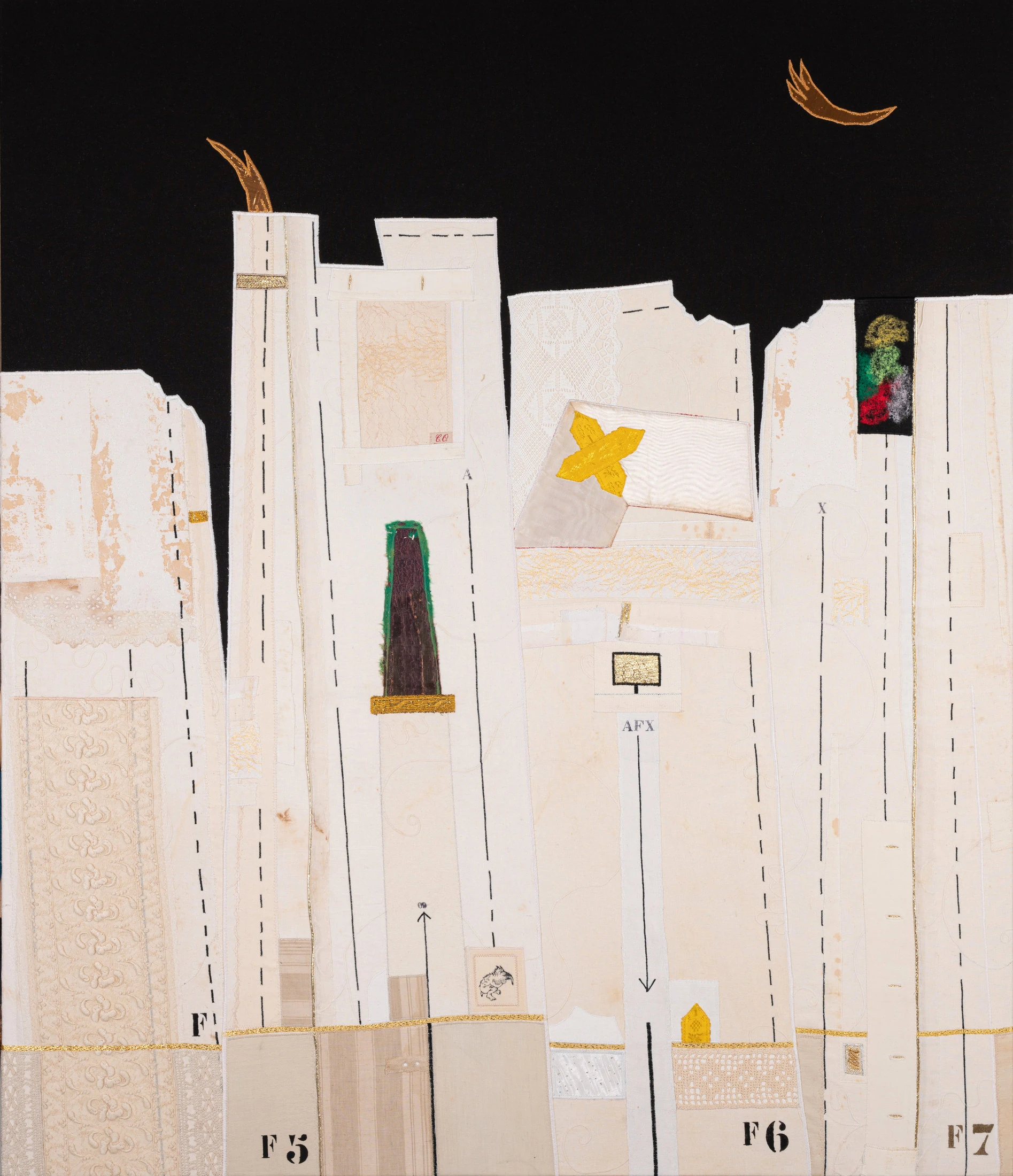 Dietro le quinte, 2020 Stoffe cucite e lana cardata cm140x120 