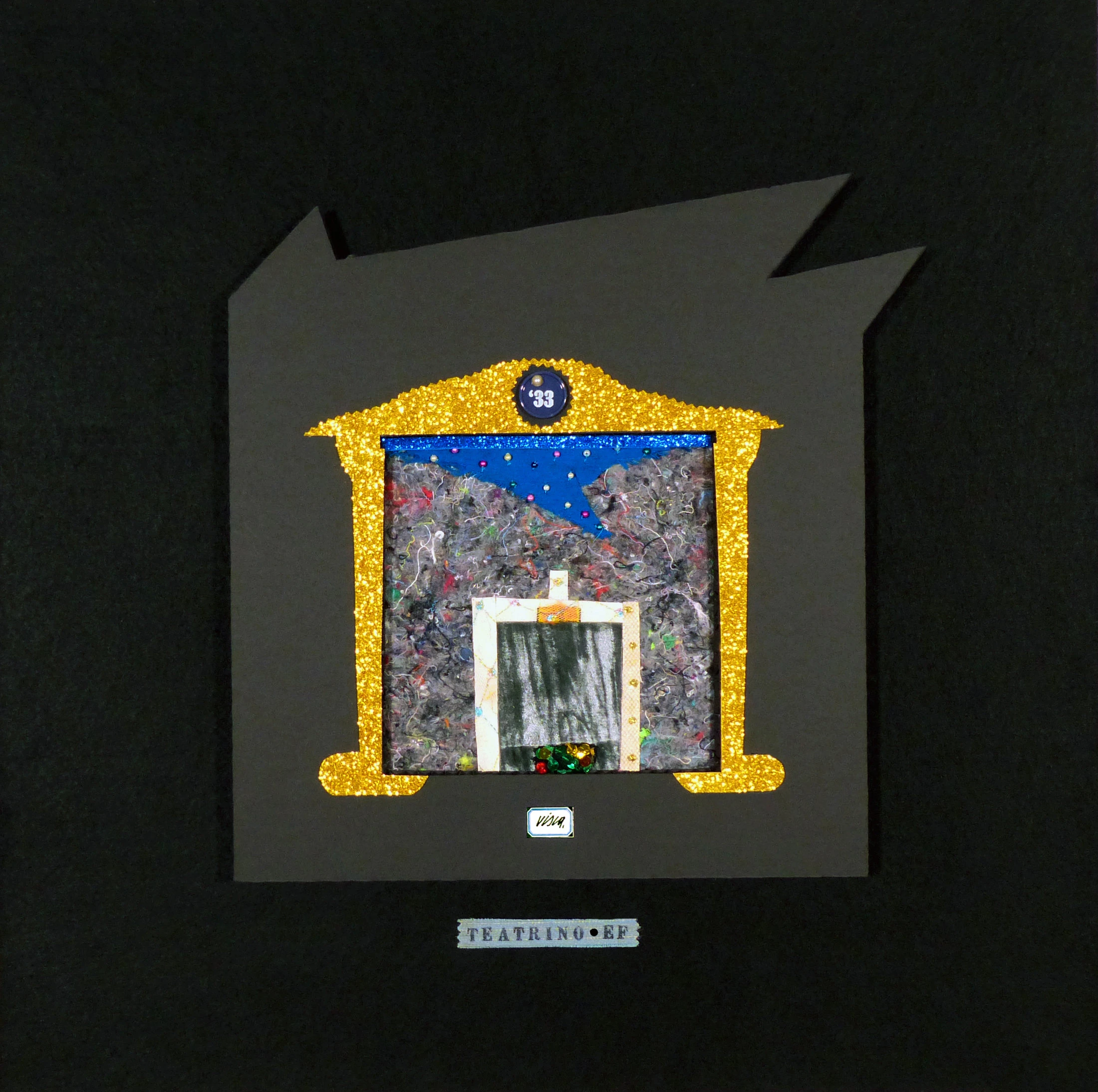 2023 Teatrino EF, tecnica mista su cartone alveolare, cm 60x60 