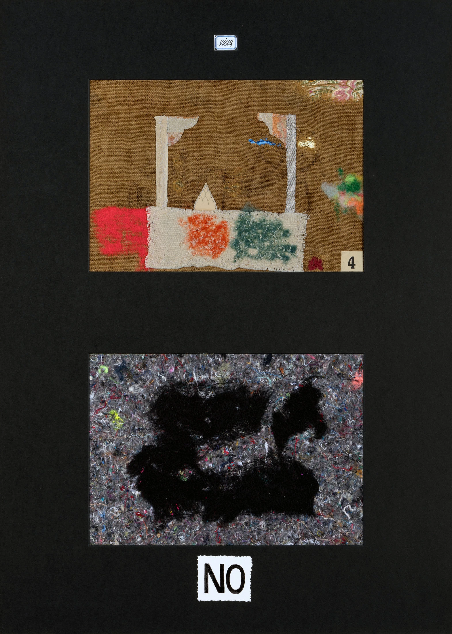 2025 4 NO collage,stoffe cucite e lana cardata su cartone cm 70x50 
