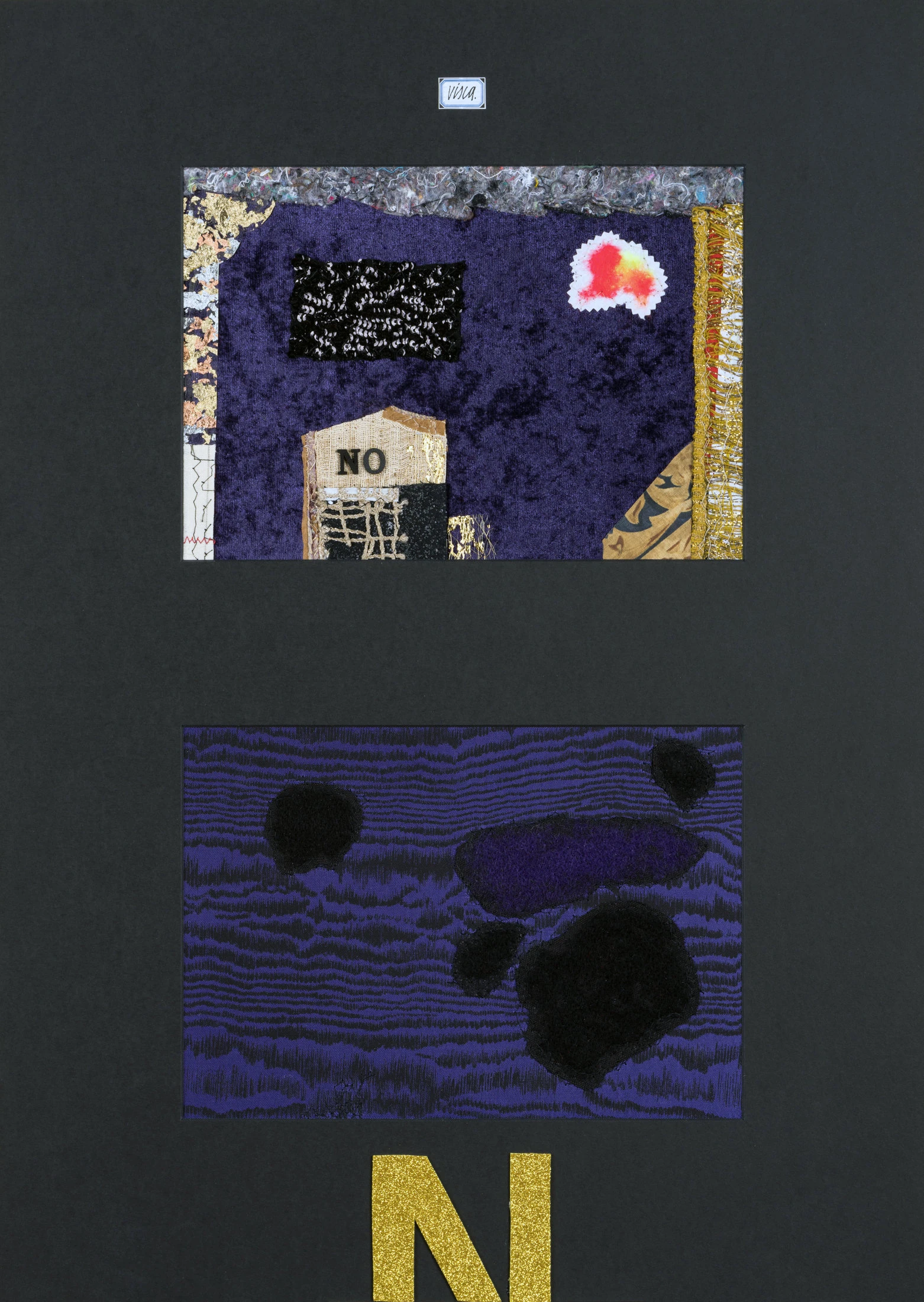 2025 NO N collage, stoffe cucite e lana cardata cm 70x50 