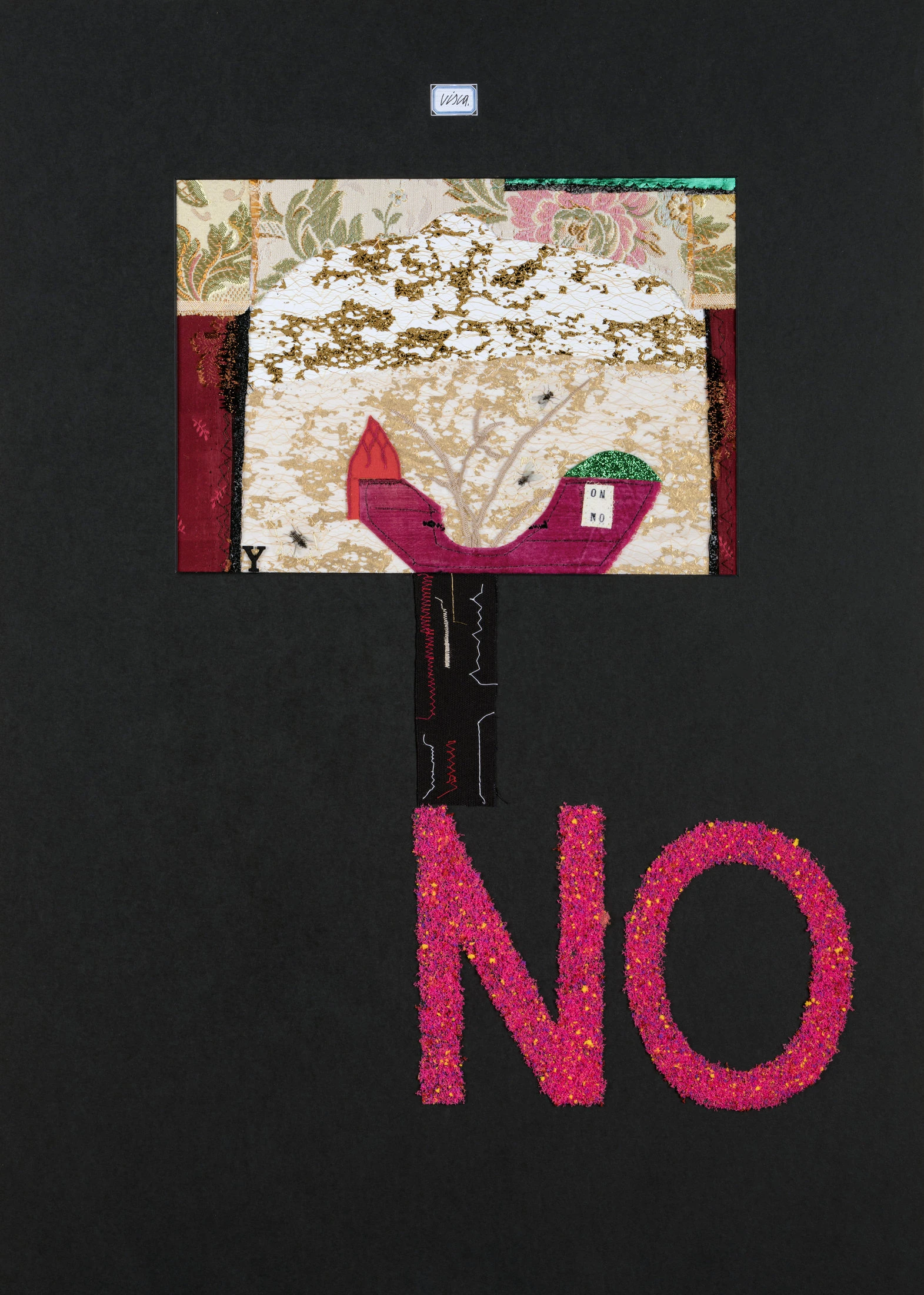 2025 Teatrino NO collage e stoffe cucite cm70x50 