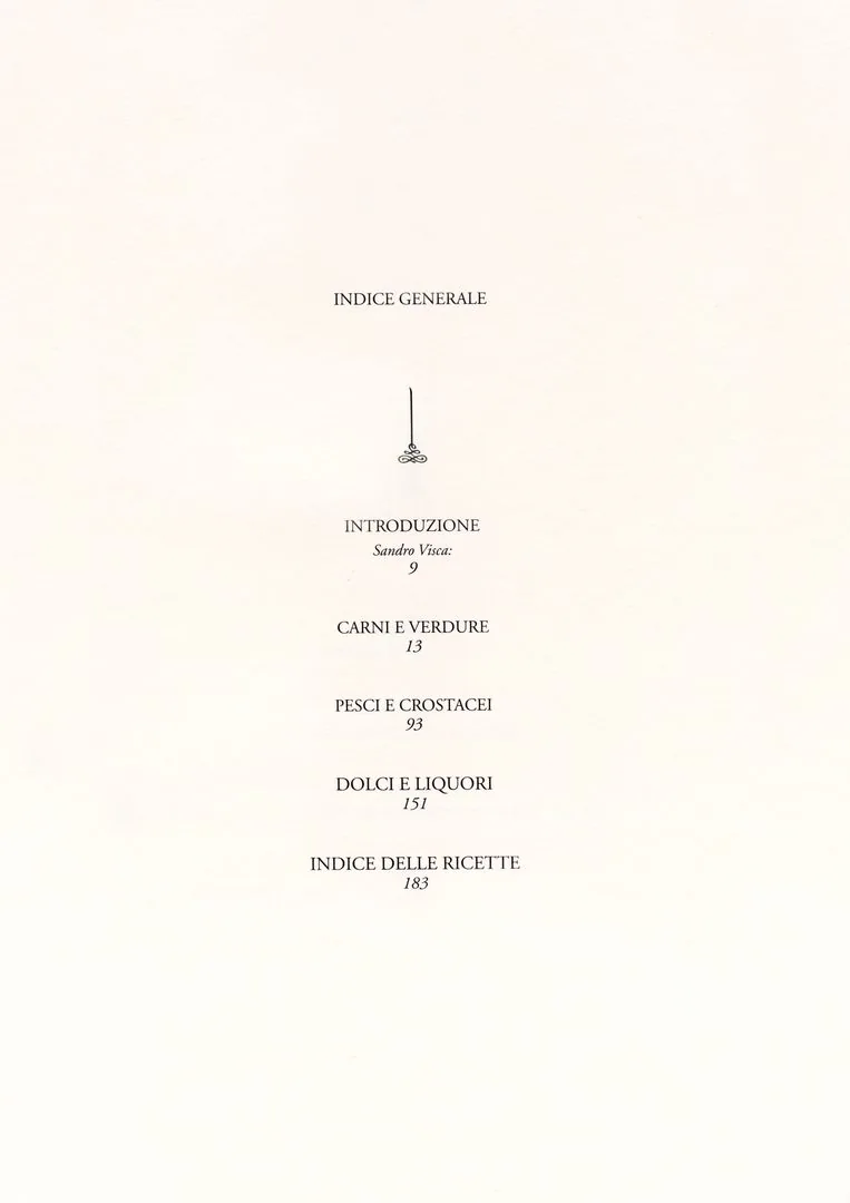 1999 Indice del libro “Abruzzi – L’Arte del far cucina”