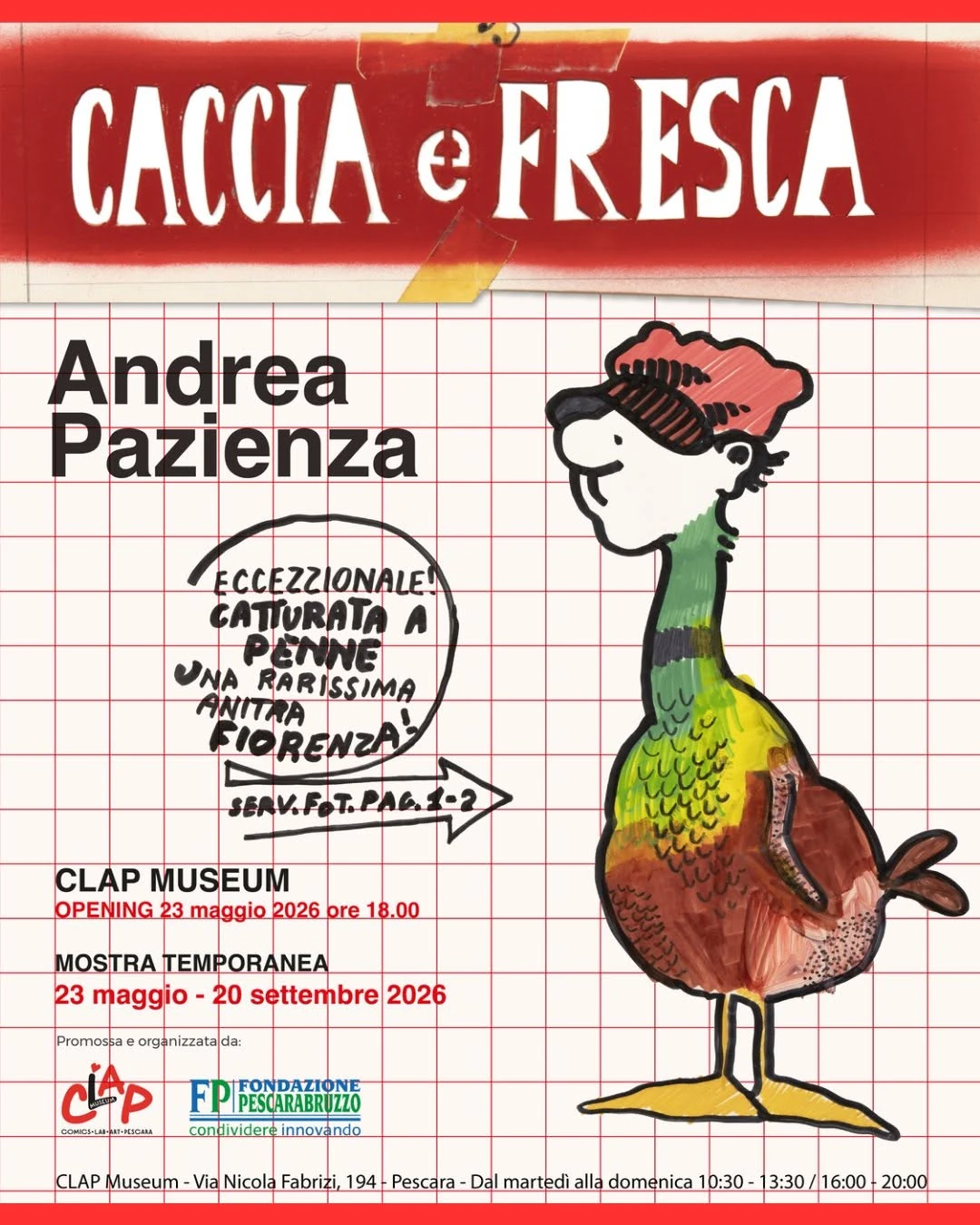 Caccia e Fresca, locandina della mostra al CLAP Museum